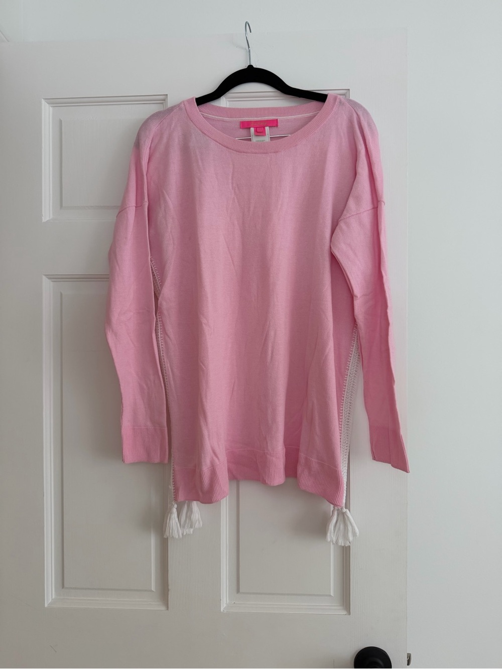 Lilly Pulitzer Light Pink Long-Sleeve Tassel Sweater